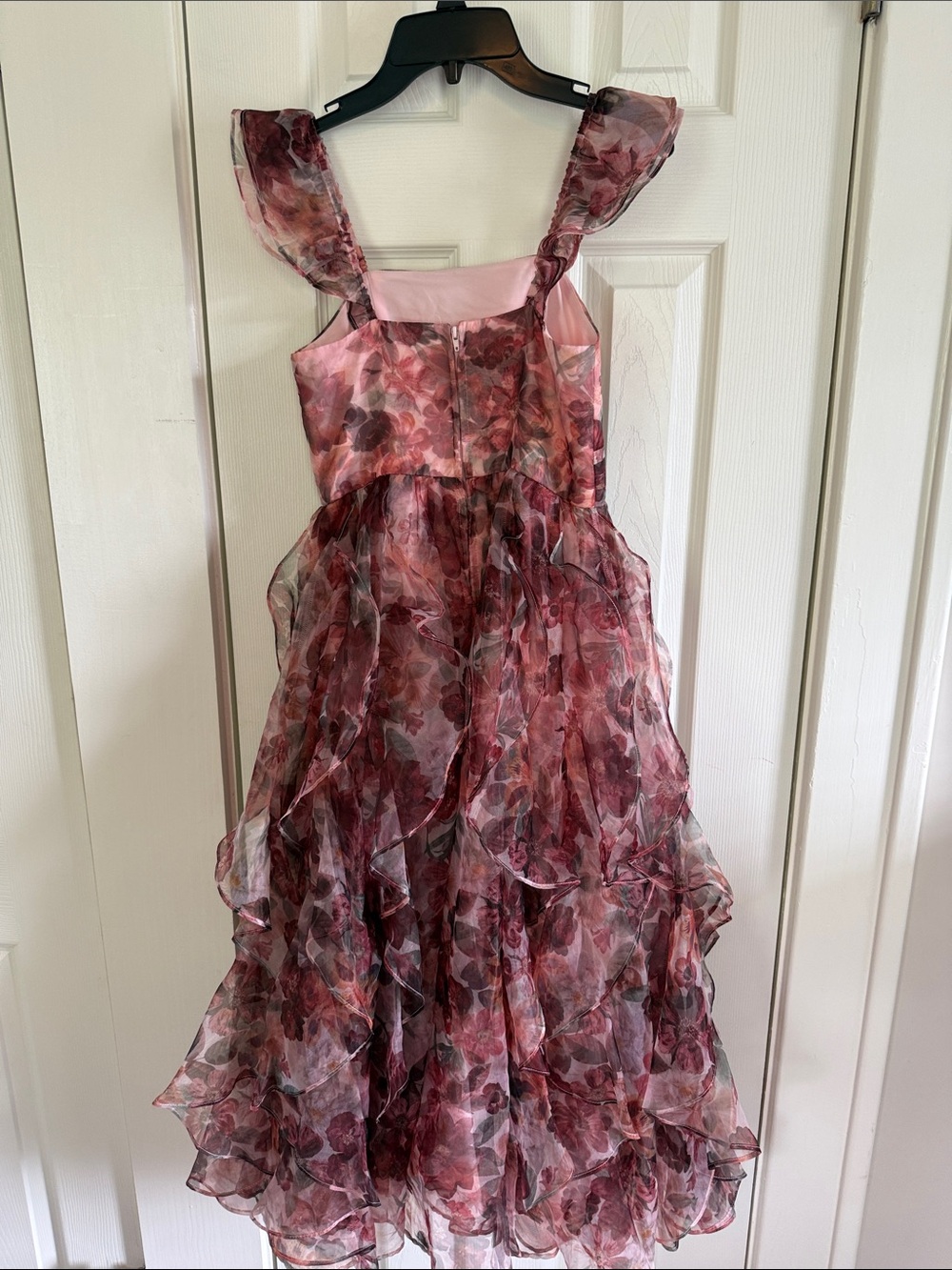 GB girls Floral Ruffle Chiffon Dress - Rose Mauve - Picture 7 of 9
